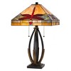 Cal Lighting 60W x 2 Tiffany table lamp with pull chain switch and metal and resin lamp body - 3 of 3