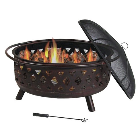 Bronze Crossweave 36 Wood Burning Fire Pit Bowl Round