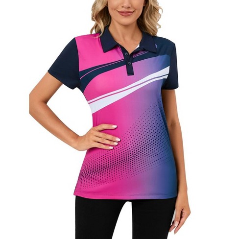 Womens Polo Shirts Short Sleeve Summer Printed Tops 2023 Lightweight Athletic Golf Tennis Shirts - image 1 of 4