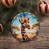 African Giraffe Stained Glass Style Ceramic Ornament, Safari Animals Christmas Gift and Decor| OrnamentallyYou - 4 of 4