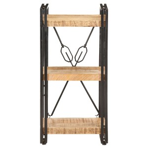 vidaXL - Solid Mango Wood 3-Tier Bookcase with Industrial Steel Frame, 15.7"x11.8"x31.5", Easy to Assemble, Unique Variations in Color and Design - 1 of 4