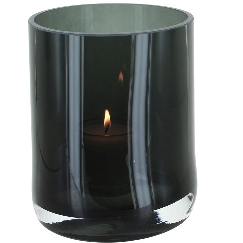 Black glass deals candle holder