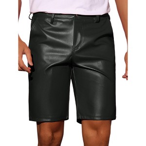 Lars Amadeus Men's Hip Hop Party Disco Faux Leather Shorts - 1 of 4