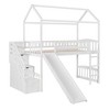 NicBex Twin Size Loft Bed House shape Wooden Bed Frame with Storage Stairs, Slide, Ladder and Full Length Guardrail, No Box Spring Required - 3 of 4
