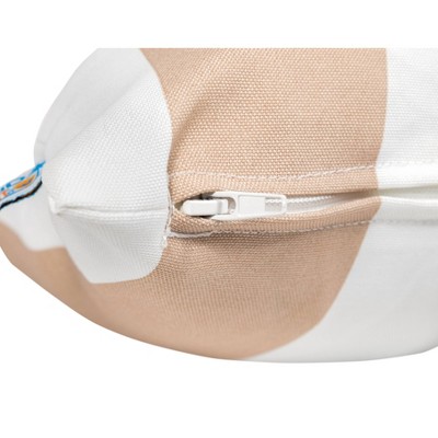 Champagne and White Striped Outdoor Square Throw Pillows Set