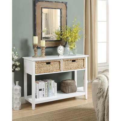 Grungis Wooden Console Table with 2 Storage Drawers,Modern Entryway Table with Bottom Shelf,Console Table for Living Room