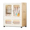 Stackable Storage Dog Closet with Lid for Living Room，Collapsible Storage Bins with Wheels,2 Tier Wardrobe Closet with Transparent Doors - 4 of 4