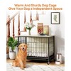 Whizmax 27.2" Small Dog Crate Furniture, Dog Crate Furniture with Double-Doors, Wooden Dog Kennel Indoor with Removable Tray and Wheels - image 2 of 4