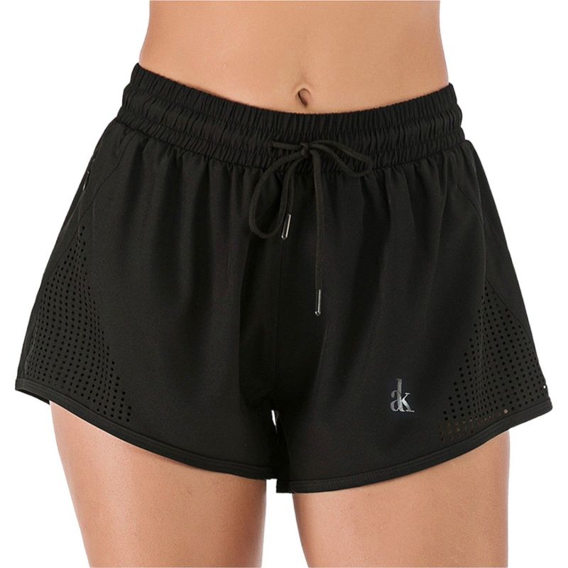 Anna-Kaci Women's Lazer Perforated Running Shorts Gym Athletic With Pockets Shorts, 1 of 5