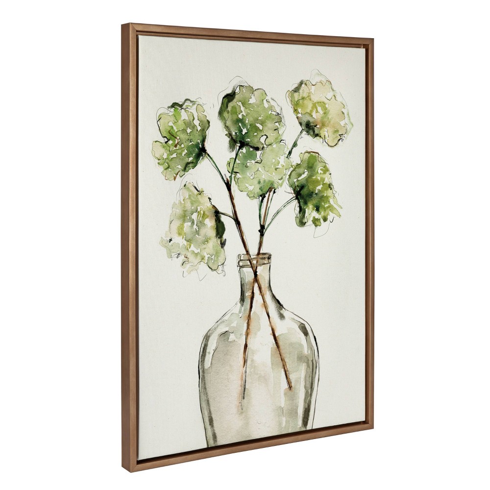 Photos - Wallpaper 23" x 33" Sylvie Greenery Vase Framed Canvas by Sara Berrenson Gold - Kate