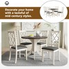 5 Piece Dining Table Set Dining Set with Round Table, 4 Upholstered Dining Chairs, Mid-Century Style, Walnut+Beige/Brown+Gray-ModernLuxe - 2 of 4