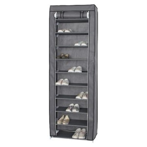Neat Living Vertical 10 Tier Shoe Organizer Rack, Storage Shelves & Cover, Gray - 1 of 4