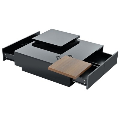 NicBex Modern 31.5" Square Coffee Table with Movable Top and 4 Drawers for Living Room and Office