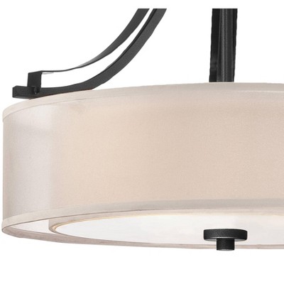 Translucent Sliver Linen Shade 3-Light Sand Coal Pendant