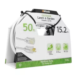 Woods 50' Extension Cord with Lit End White