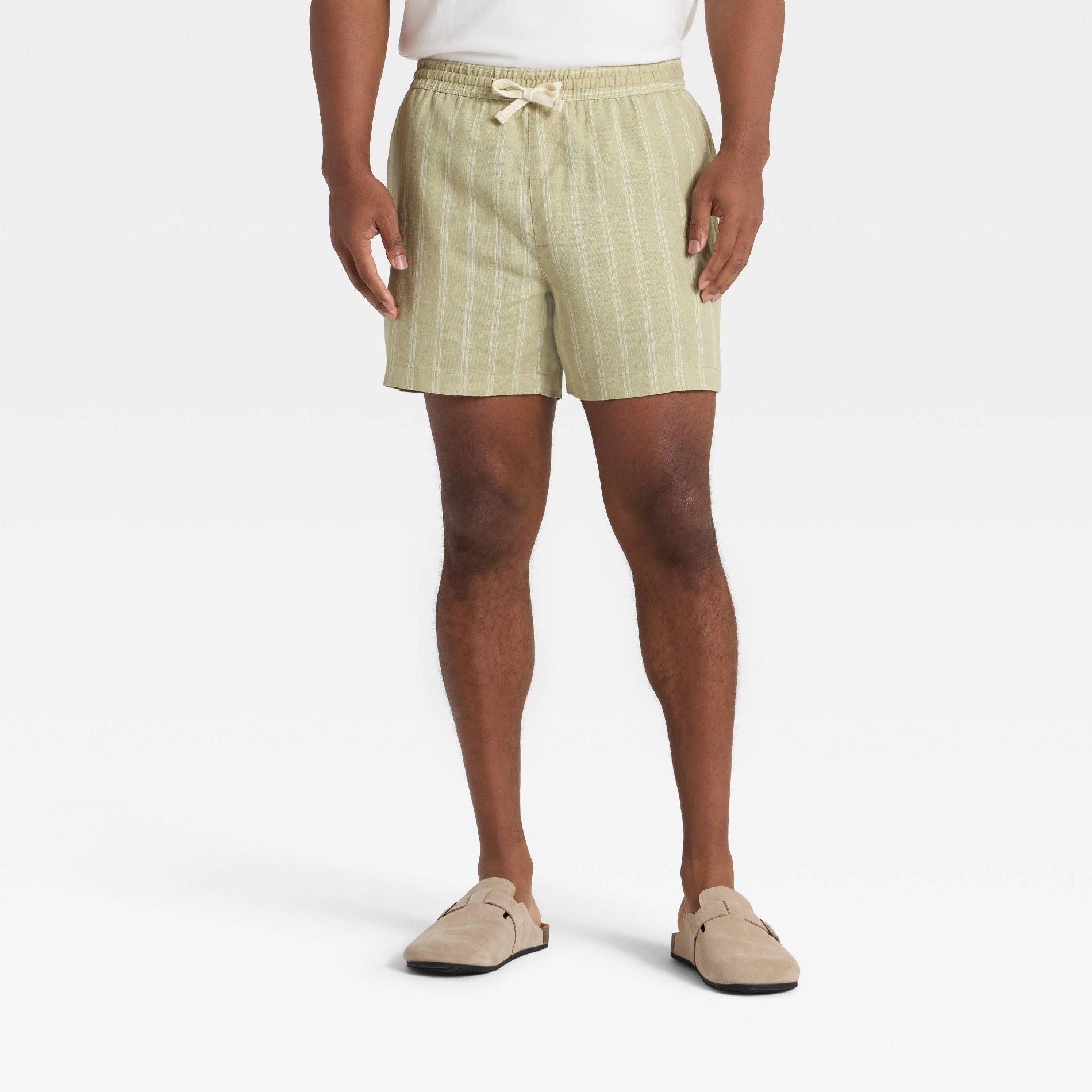 Men's Striped 5" Elevated Pull-On Shorts - Goodfellow & Co™ Moss Green S