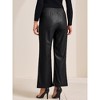 INSPIRE CHIC Women's Faux Leather Hight Waist Drawstring Straight Leg Pants with Pockets - 4 of 4