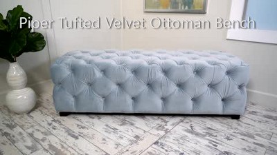 Modern Glam Fuchsia Velvet Tufted Ottoman Bench
