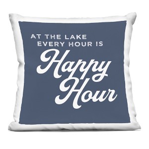 Stupell Industries Every Hour is Happy Hour Lake House Phrase Printed Decorative Throw Pillow Indoor Decorative Throw Pillow, 18 x 18 - 1 of 3
