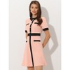 Allegra K Women's Vintage Work Contrast Color Short Sleeve Fit and Flare Dress - 2 of 4