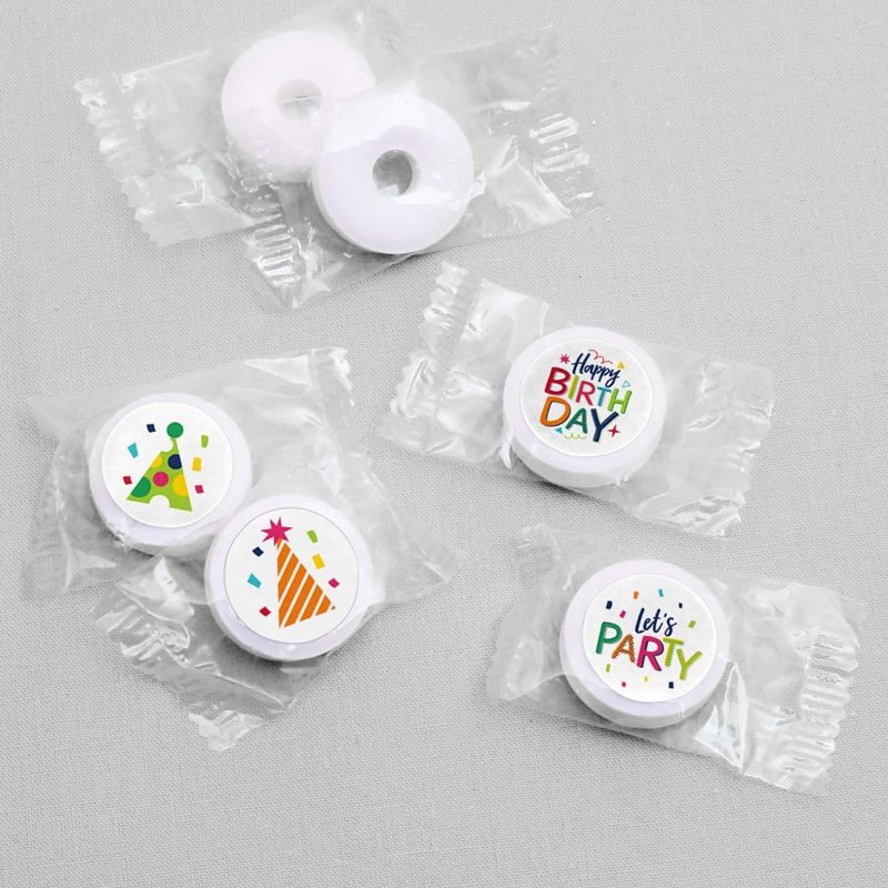 Big Dot of Happiness Cheerful Happy Birthday - Colorful Birthday Party Round Candy Sticker Favors - Labels Fits Chocolate Candy (1 sheet of 108), 3 of 6