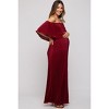 Pinkblush Burgundy Pleated Ruffle Off Shoulder Maternity Maxi Dress - 2 of 3