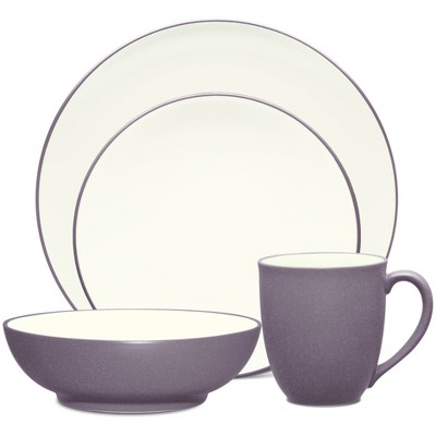 Elanze Designs Set Stoviglie In Gres 16 Pezzi - Viola Ombre Blu - Servizio Da Tavola Per 4 Persone