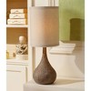 360 Lighting Chalane Rustic Table Lamp 31 1/4" Tall Antique Bronze Hammered Gourd Natural Linen Cylinder Shade for Bedroom Living Room Bedside Office - 2 of 4