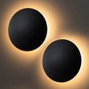 C Cattleya 2-pack 8 in. Black Aluminum Round Disc LED Indoor Outdoor Wall Lantern Sconce - 2 of 4