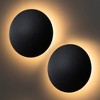 C Cattleya 2-pack 8 in. Black Aluminum Round Disc LED Indoor Outdoor Wall Lantern Sconce - image 2 of 4