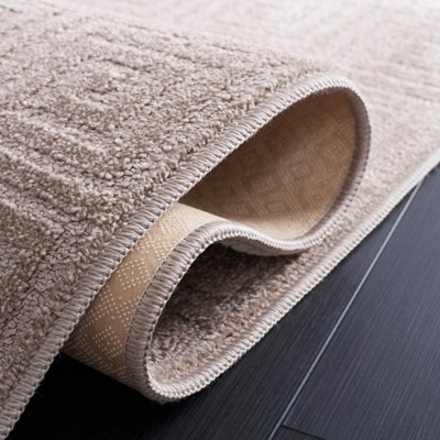 Beige Hand-Knotted Synthetic Rectangular Area Rug