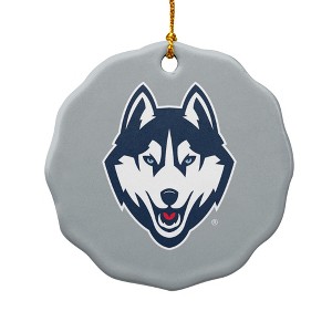 University of Connecticut Huskies Primary Logo Porcelain Scalloped Holiday Christmas Tree Ornament  2.8" (7.1 cm) - 1 of 4