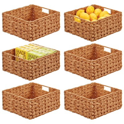mDesign Woven Farmhouse Kitchen Pantry Storage Basket Box