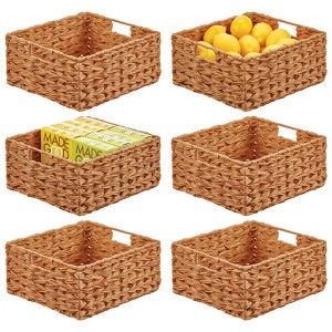 mDesign Woven Farmhouse Kitchen Pantry Storage Basket Box - 1 of 4