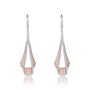 Guili Sterling Silver Rhodium, 18K Rose Gold, or Gold Plated Cubic Zirconia Drop Earrings for a Chic, Timeless, and Elegant Sparkling Look - 1 of 3