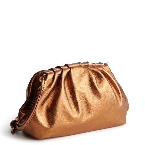 Vera Bradley Women's Leather Taber Dumpling Bag Bronze Metallic