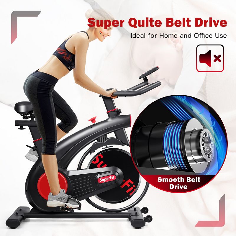 SuperFit Stationary Exercise Bike Silent Belt Drive Cycling Bike, 5 of 11