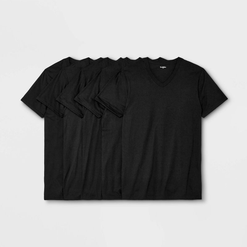 Men's 4+1 Bonus Pack Short Sleeve V Neck Undershirt - Goodfellow & Co™ Black, 1 of 6