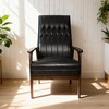 Mid Century Modern Accent Chair, Upholstered Matte Black Faux Leather, Retro Living Room Lounge Armchair, Contemporary Dining Chair - 3 of 4