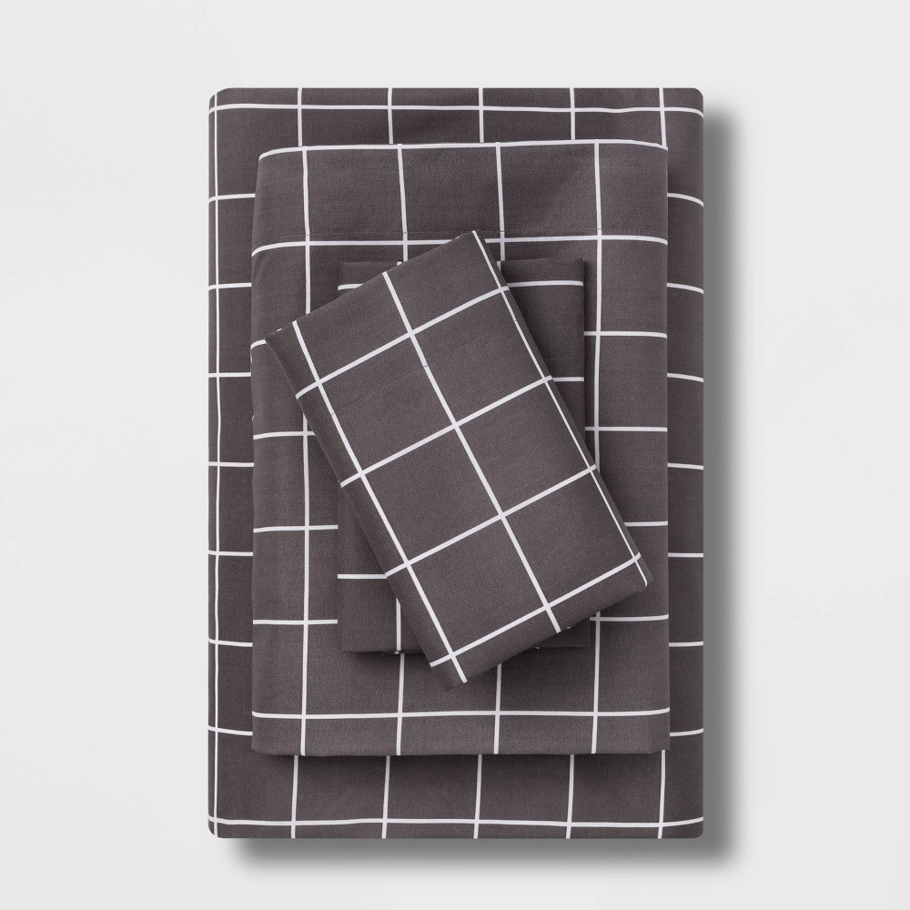 King Microfiber Printed Pattern Sheet Set Grid - Room Essentials™