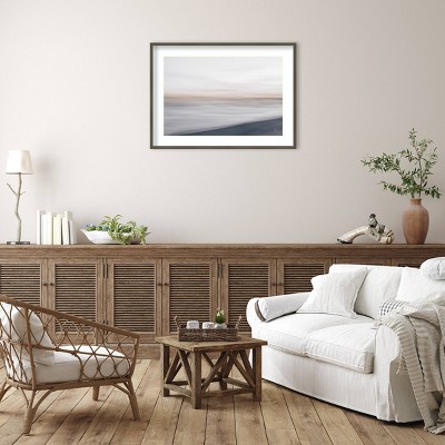 41" x 30" Gray Coastal Waves Framed Wall Art Print