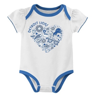 Image of NFL Detroit Lions Infant Girls' 3pk White Bodysuit - 12M