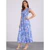 INSPIRE CHIC Women's Summer V Neck Ruffle Flutter Sleeve Smocked Tiered Beach Flowy Boho Maxi Dress - 2 of 4