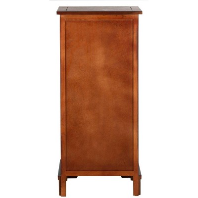 Cherry Pine Accent Cabinet with Wicker Baskets