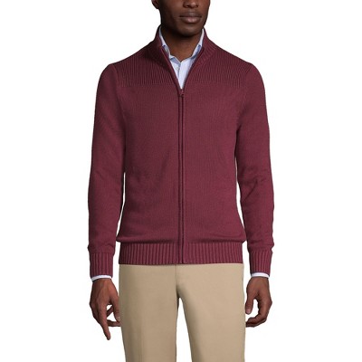Lands' End School Uniform Men's Cotton Modal Zip Front Cardigan Sweater