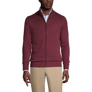 Lands' End School Uniform Men's Cotton Modal Zip Front Cardigan Sweater - 1 of 2