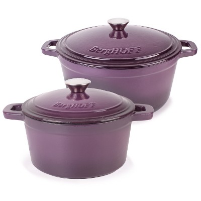 BergHOFF Neo 8Qt. Cast Iron Oval Dutch Oven, Matching Lid, Purple