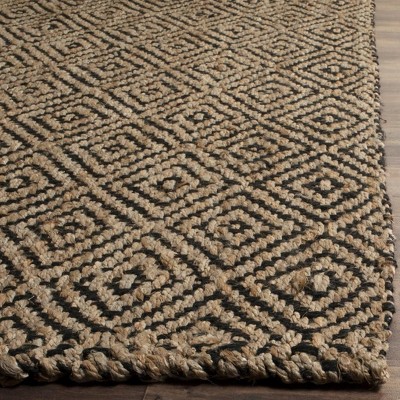 Handmade Geometric Off-White Non-Slip Jute Runner Rug 27"x12"