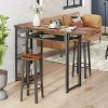 Bestier 3 Piece Bar Dining Pub Table and Chairs Set with Storage Shelves Counter Height Home Kitchen Rustic - 3 of 4
