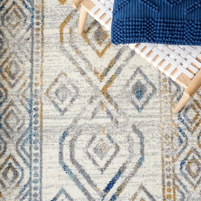 Gray and Ivory 8' x 10' Synthetic Area Rug